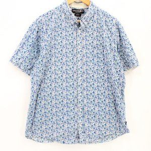 Graham Co Shirt Mens Blue Button Down Slim Fit Floral Pattern Collared Size XL